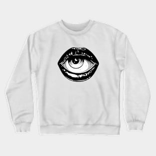 Black lips with eyeball surreal Crewneck Sweatshirt